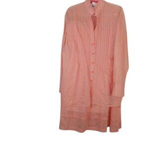 Vintage Apriori By Escada  Womens Midi Skirt set Coral Peach Cotton Silk 16